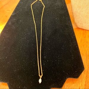 Lindenwold Clear Navette Shaped Rhinestone Pendant Necklace Silver Chain